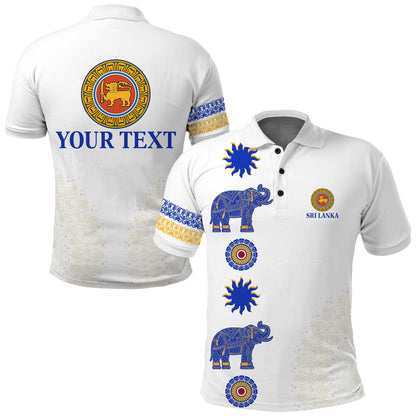 Custom Sri Lanka Polo Shirt Traditional Pattern and Elephants