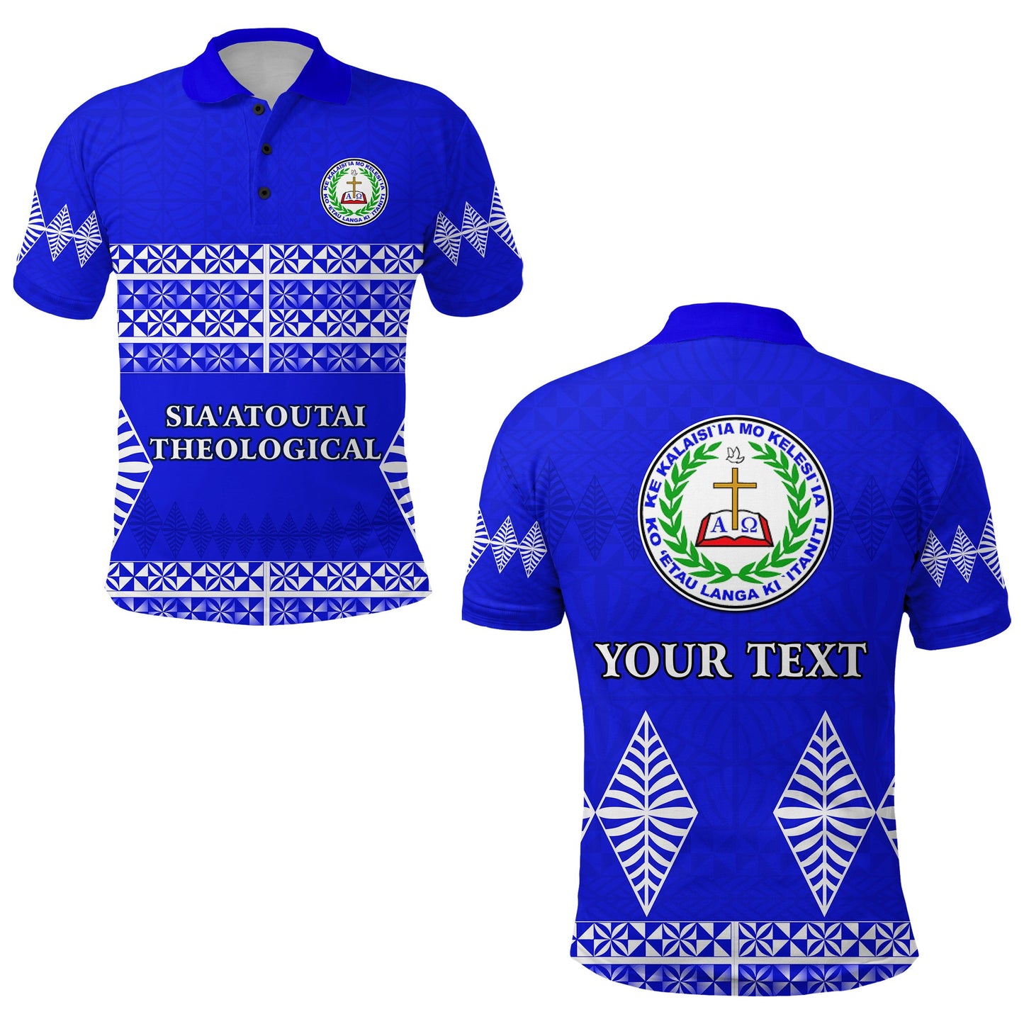 Custom Personalised Sia'atoutai Theological College Polo Shirt Tonga Pattern