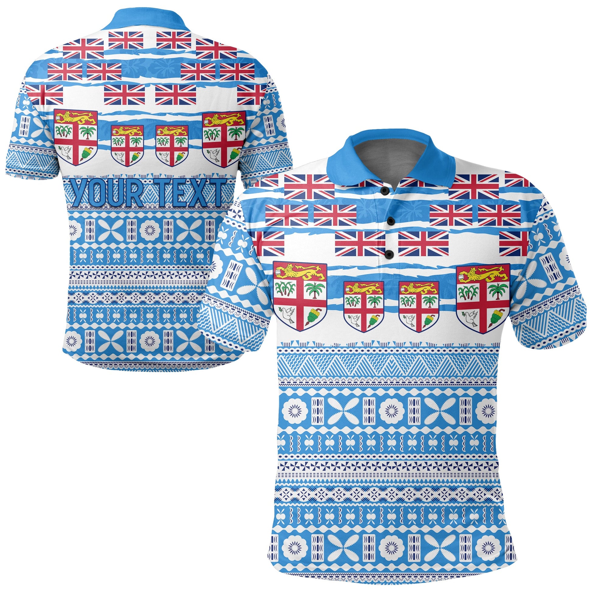 Custom Personalised Fiji Polynesian Polo Shirt Fijian Tropical Flowers