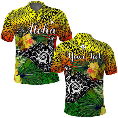 Custom Personalised The Shaka Hawaii Polo Shirt Tropical Flowers Reggae Version