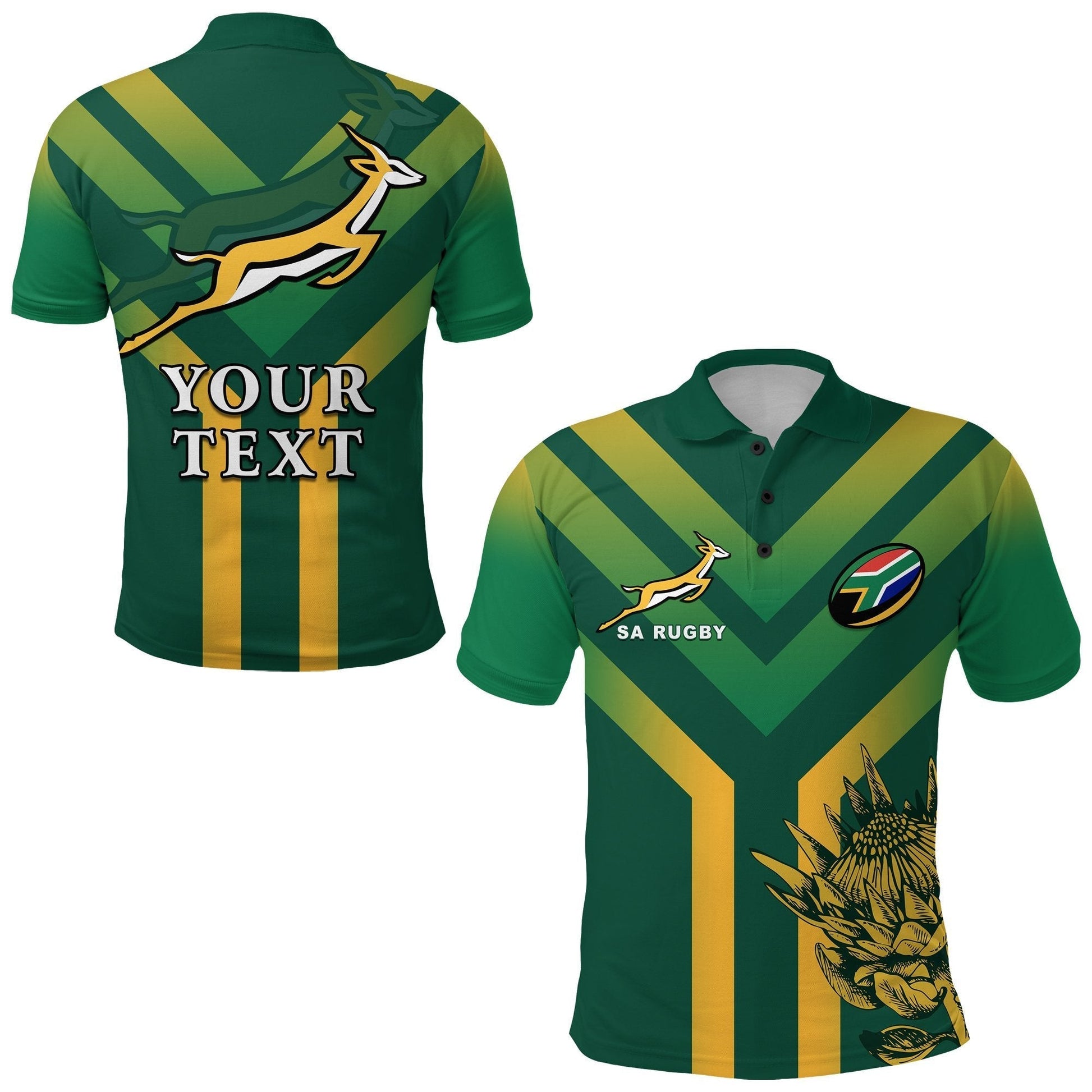 Custom South Africa Rugby 2021 Polo Shirt Bokke Version Special