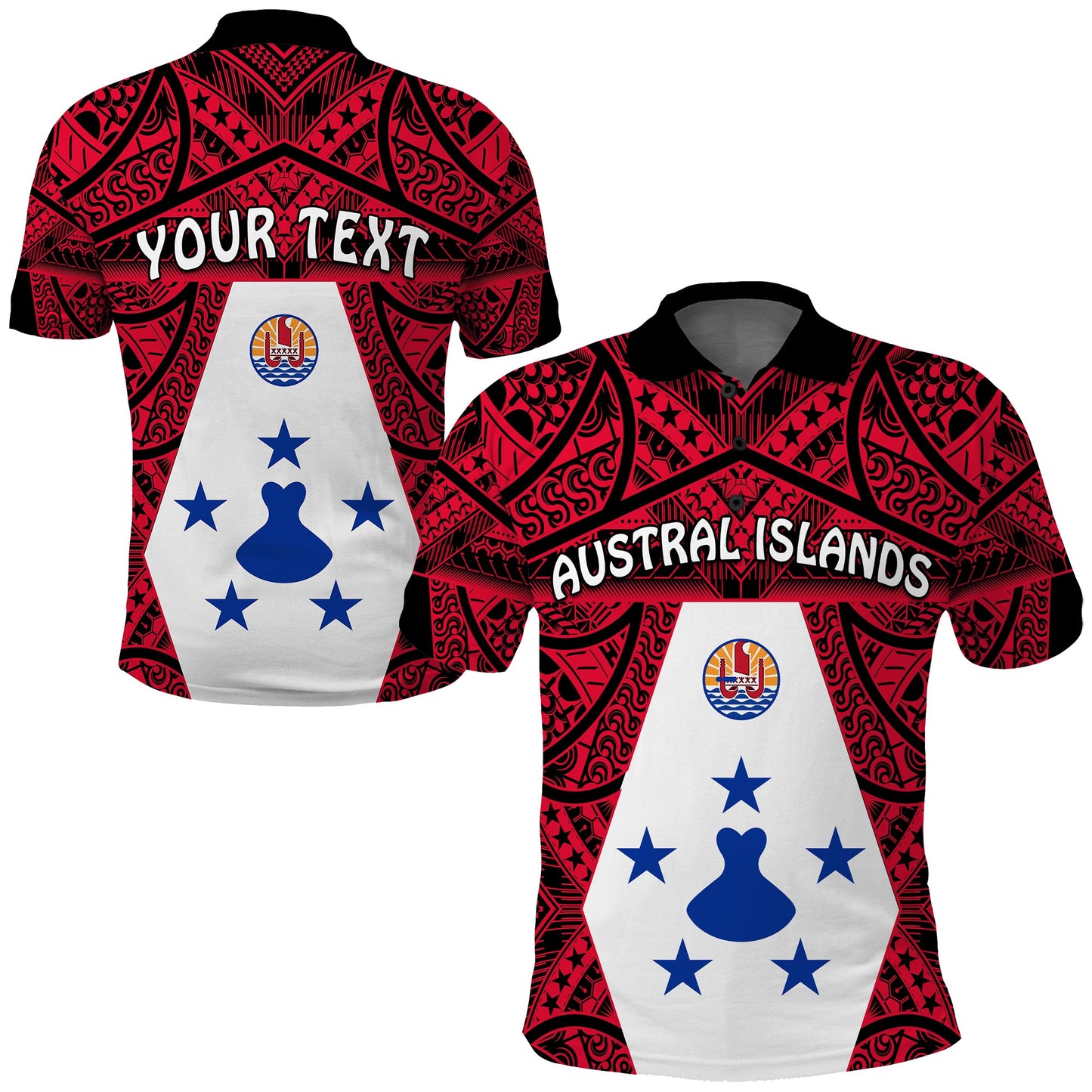 Custom Personalised Austral Islands Polo Shirt Polynesian Pattern French Polynesia