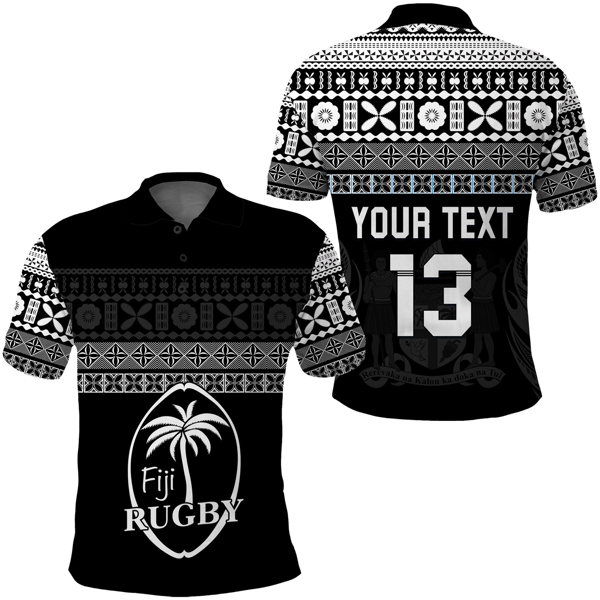 Custom Text and Number Fiji Rugby Polo Shirt Lifestyle 2022 Flying Fijians
