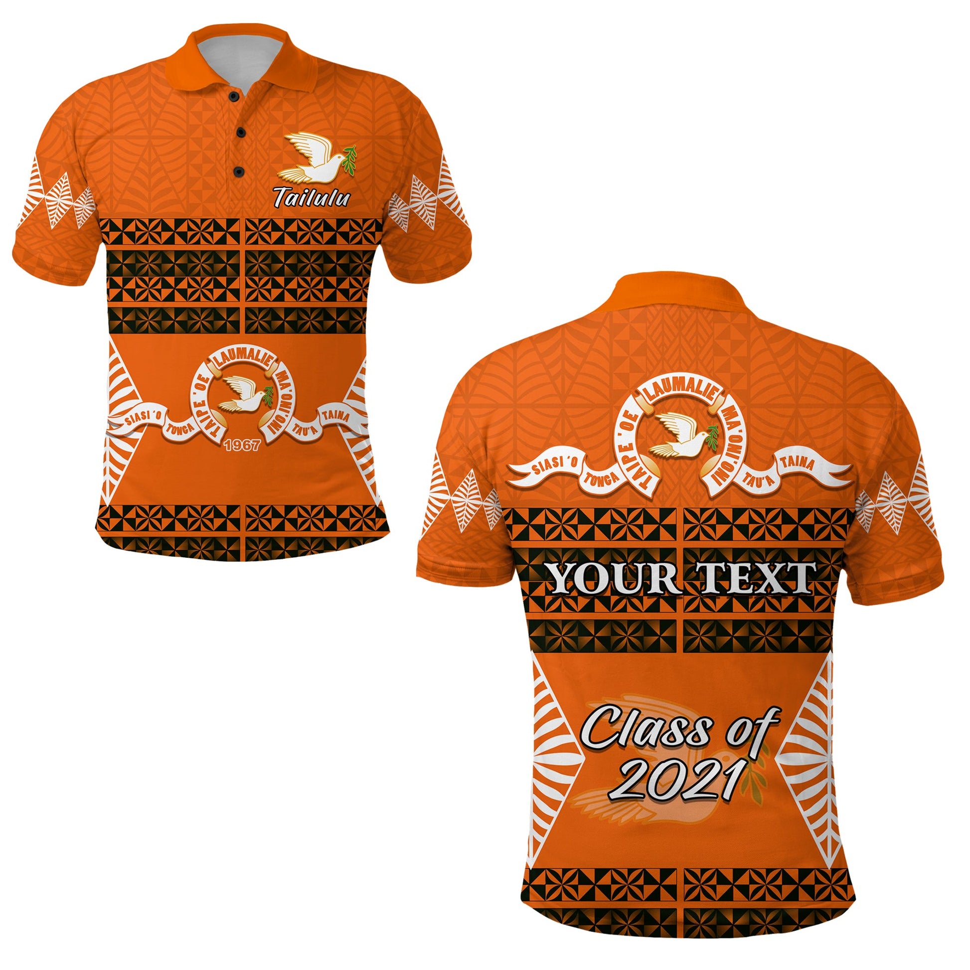 Custom Personalised Tailulu College Polo Shirt Tonga Pattern - Class Year and Your Text