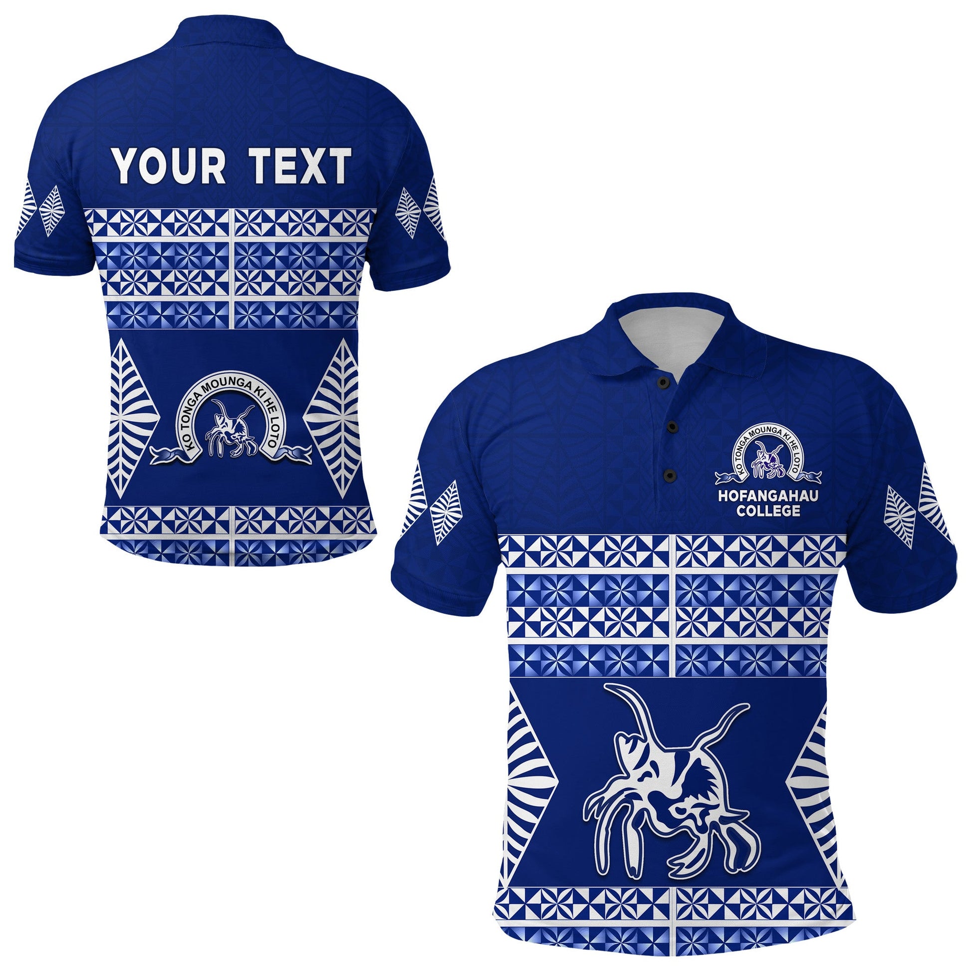 Custom Personalised Hofangahau College Polo Shirt 'Eua Tonga Pattern