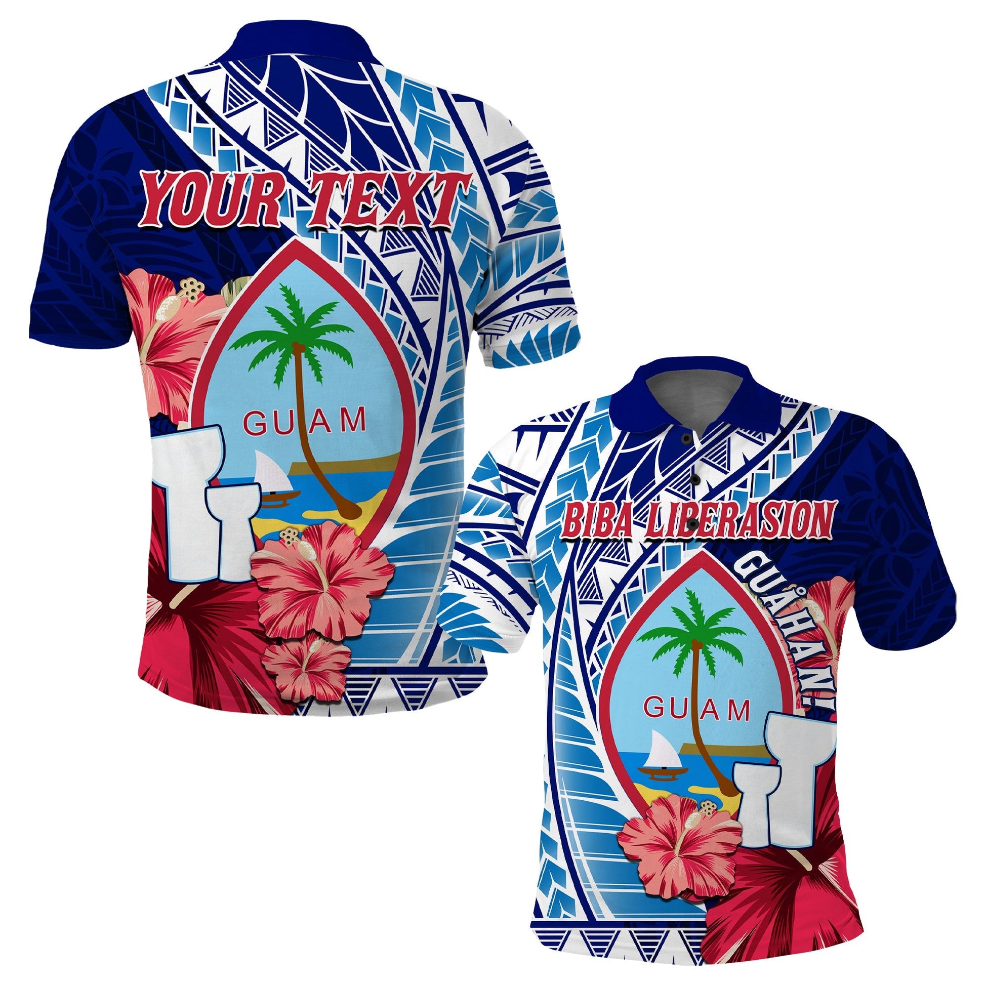 Custom Personalised Guam Chamorro Polo Shirt Happy Liberation Day Latte Stone