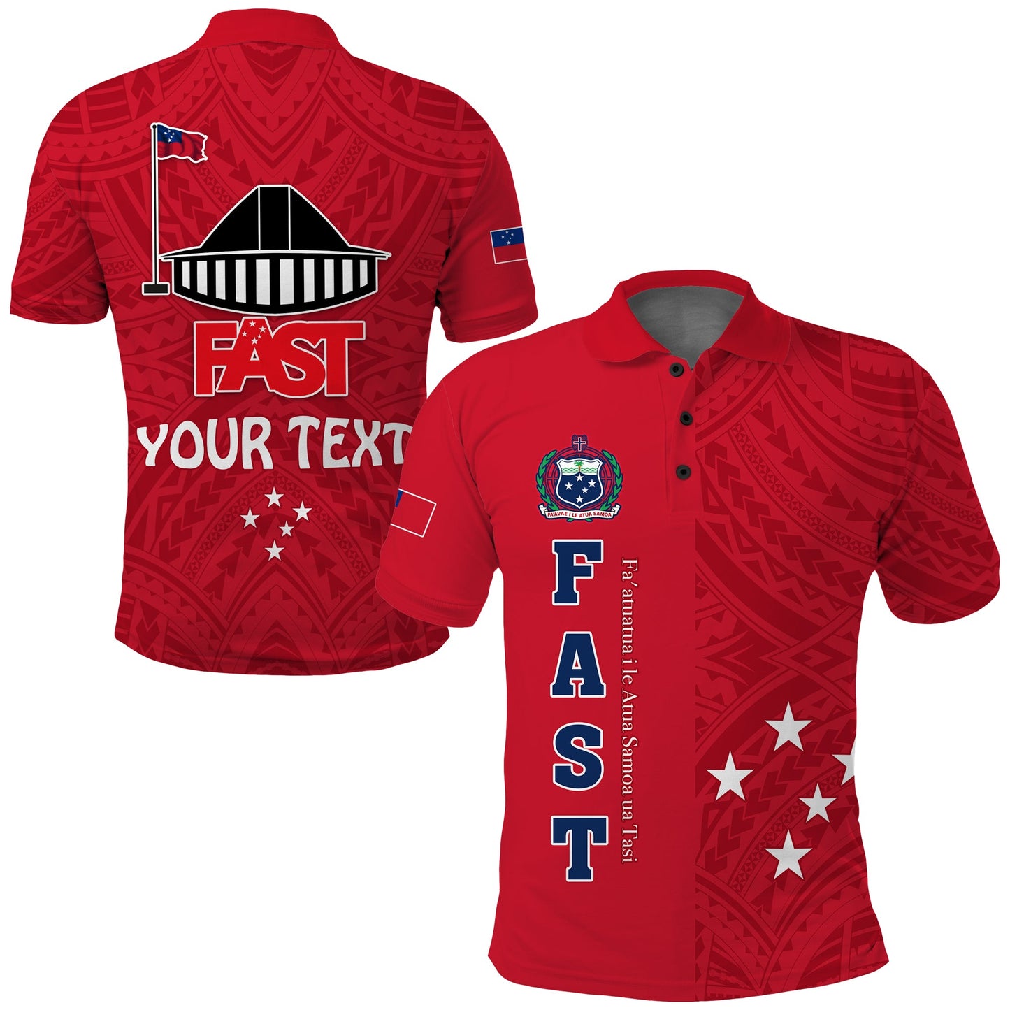 Custom Personalised F.A.S.T Samoa Polo Shirt We Ready Polynesian Samoan