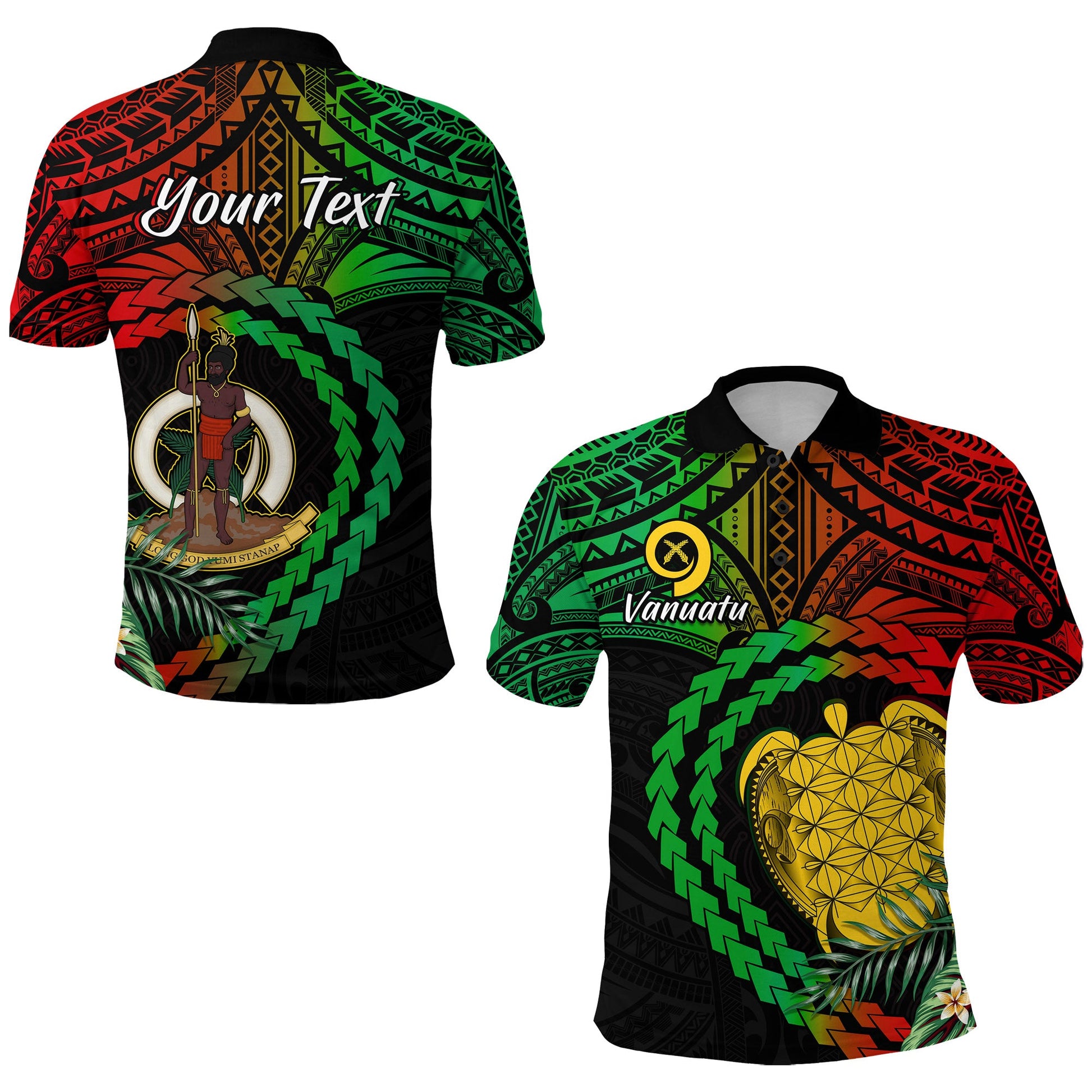 Custom Personalised Vanuatu Heart Polynesian Polo Shirt Turtle Sand Drawings