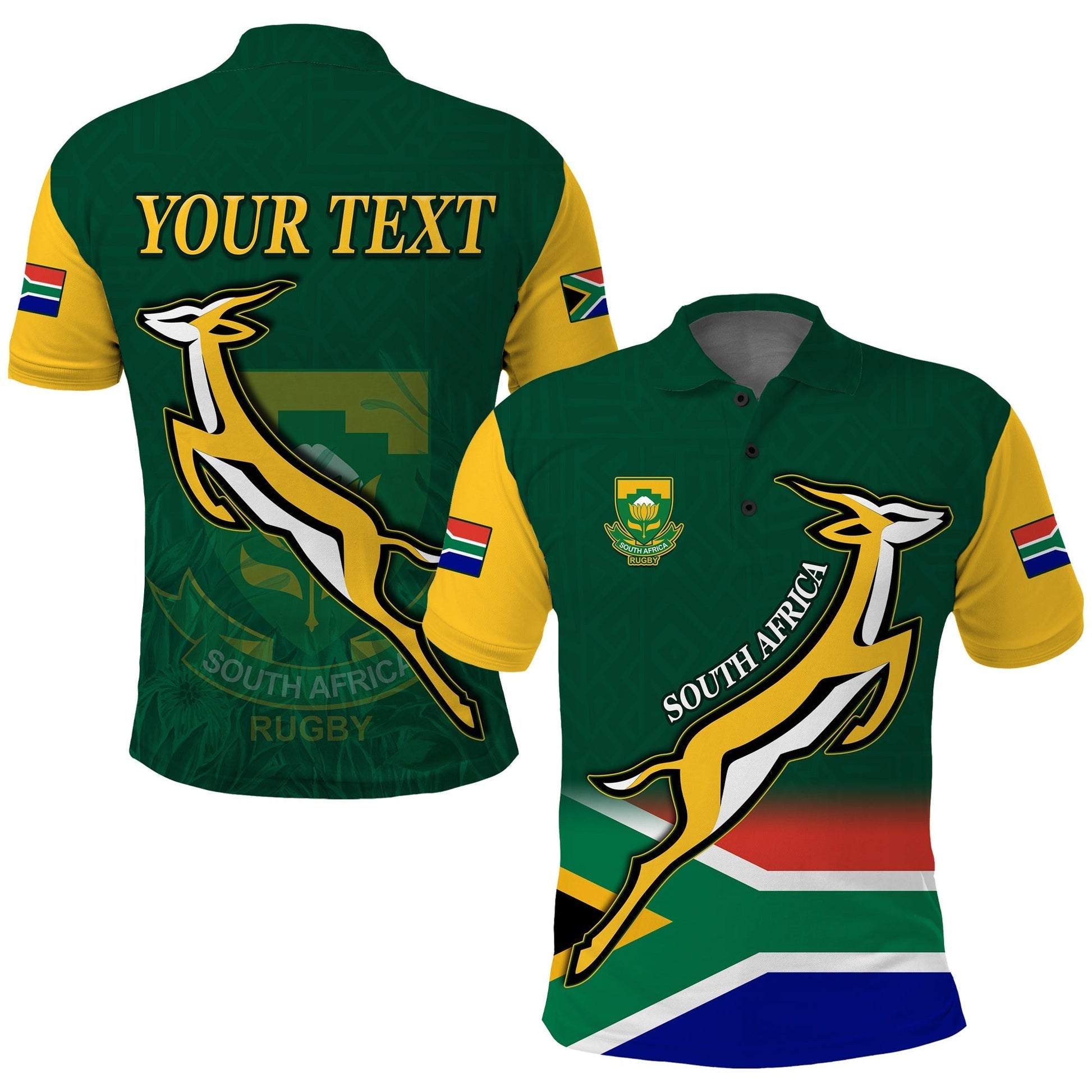 Custom South Africa Rugby Polo Shirt Springboks Champion Bokke African Pattern Go Bokke