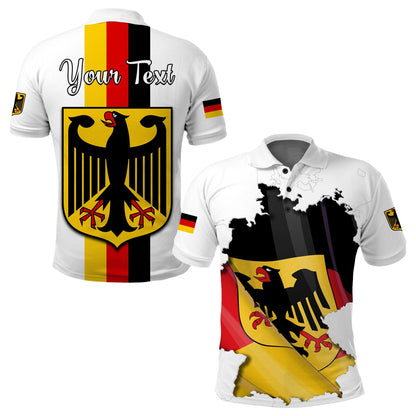 Custom Germany Polo Shirt Grunge Deutschland Map and Coat Of Arms
