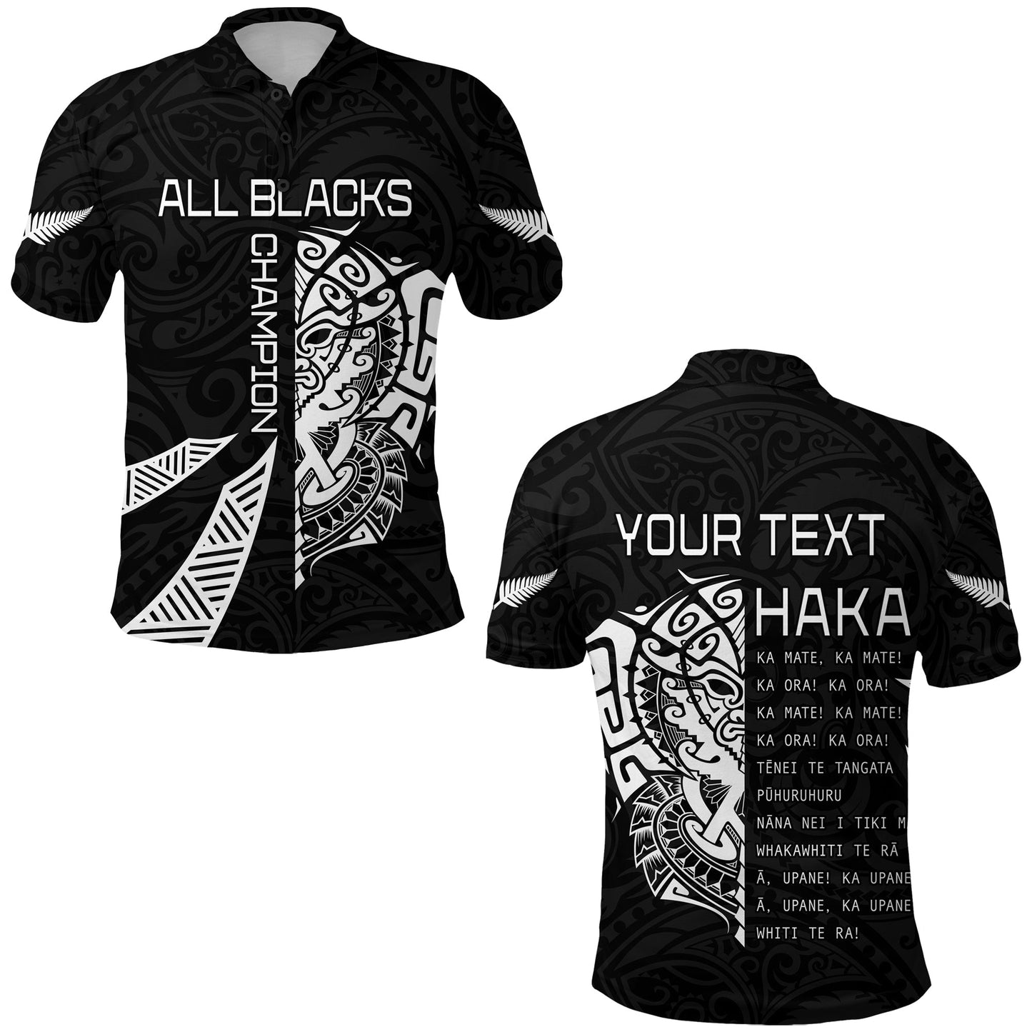 Custom Personalised New Zealand Rugby Polo Shirt Haka All Black mix Ta Moko
