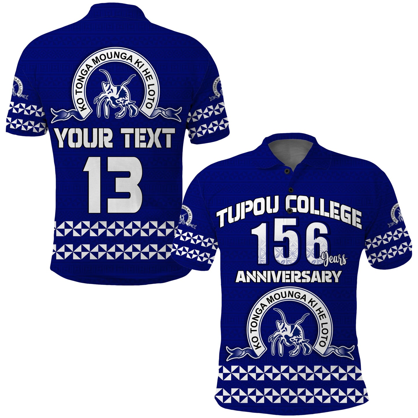 Custom Text and Number Tonga Tupou College Toloa Polo Shirt 156 Years Anniversary Tongan Ngatu