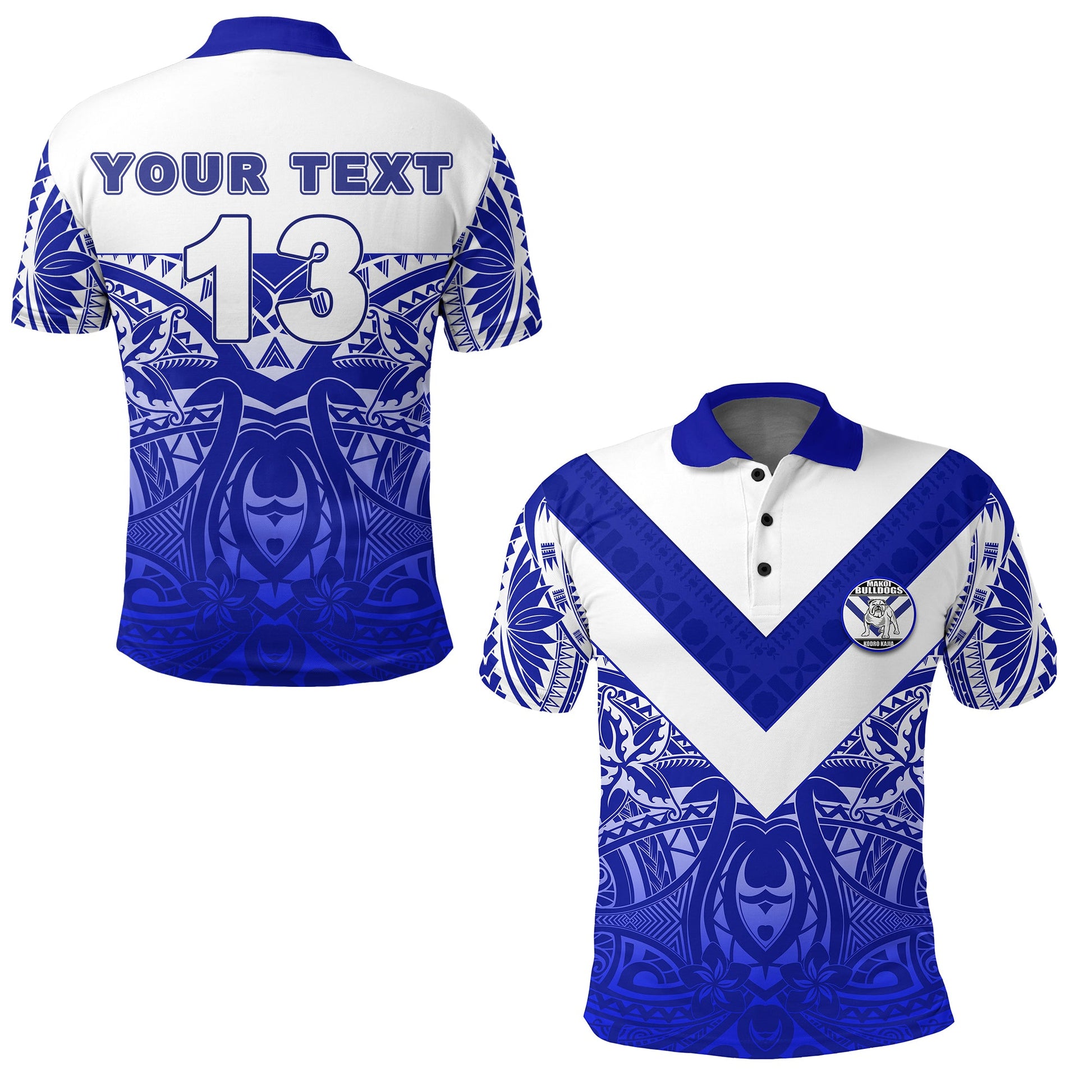 Custom Personalised Makoi Bulldogs Polo Shirt Forever Fiji Rugby - Version Fresh 02 - Custom Text and Number