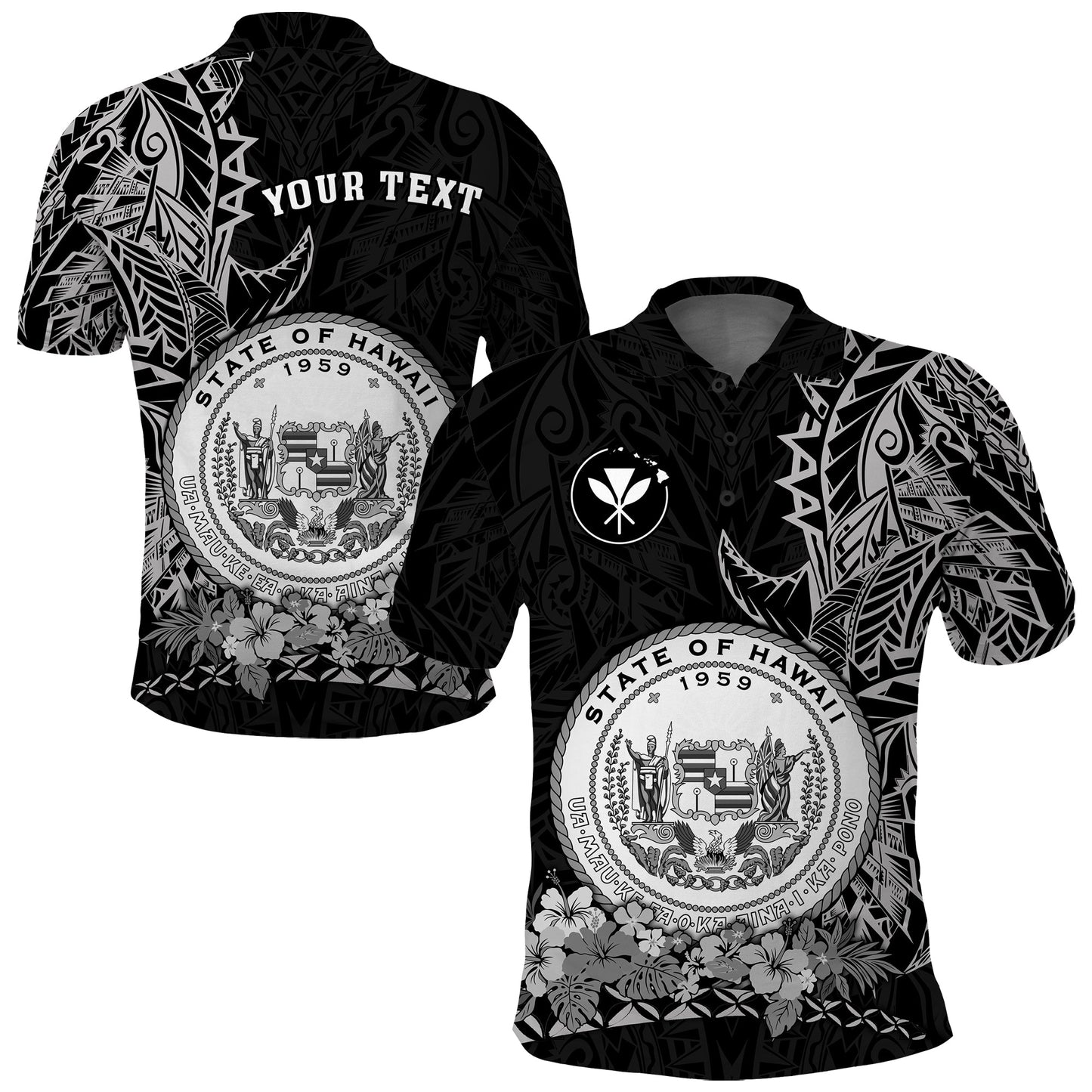 Custom Personalised Hawaiian Polynesian Polo Shirt White Seal of Hawaii