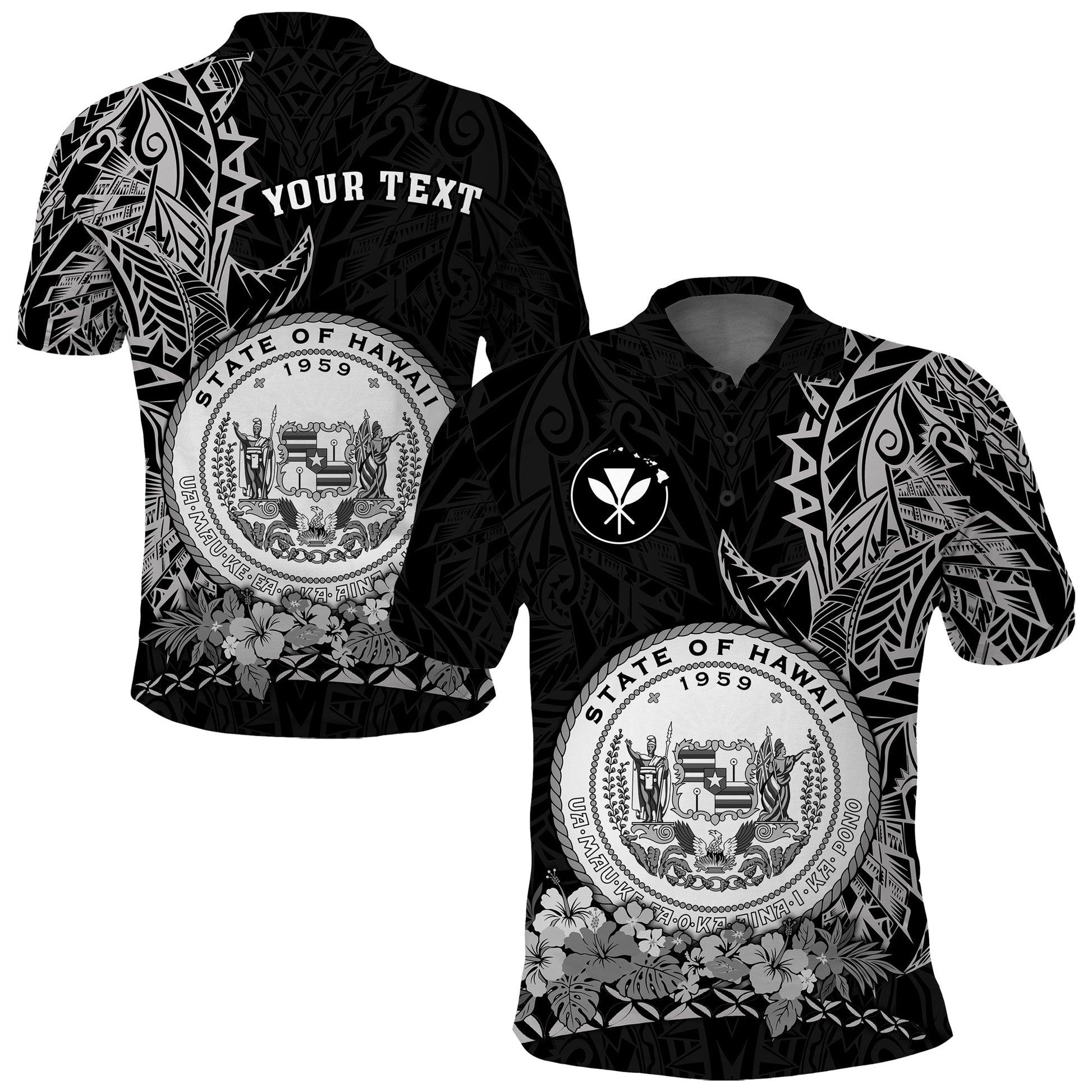 Custom Personalised Hawaiian Polynesian Polo Shirt White Seal of Hawaii