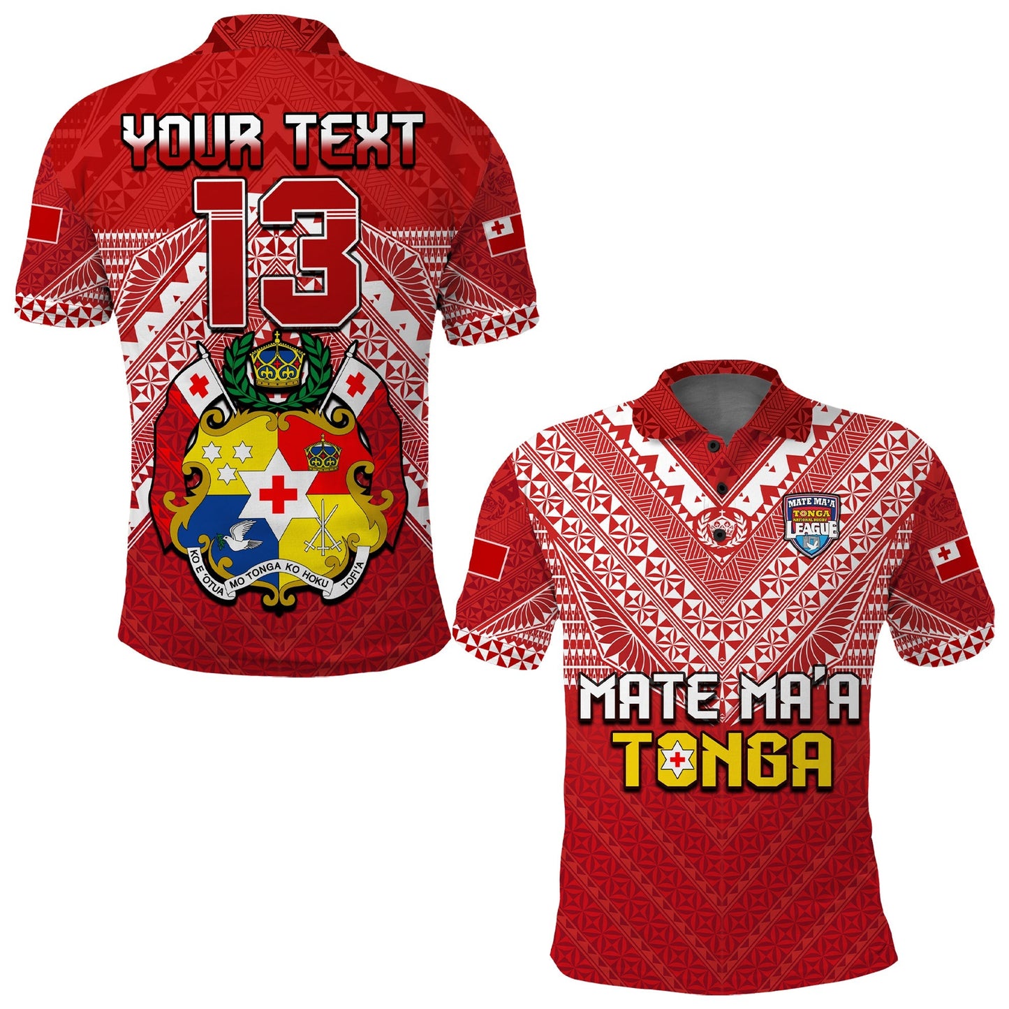 Custom Text and Number Tonga Rugby MMT Polo Shirt Ngatu Mate Maa Tonga Special