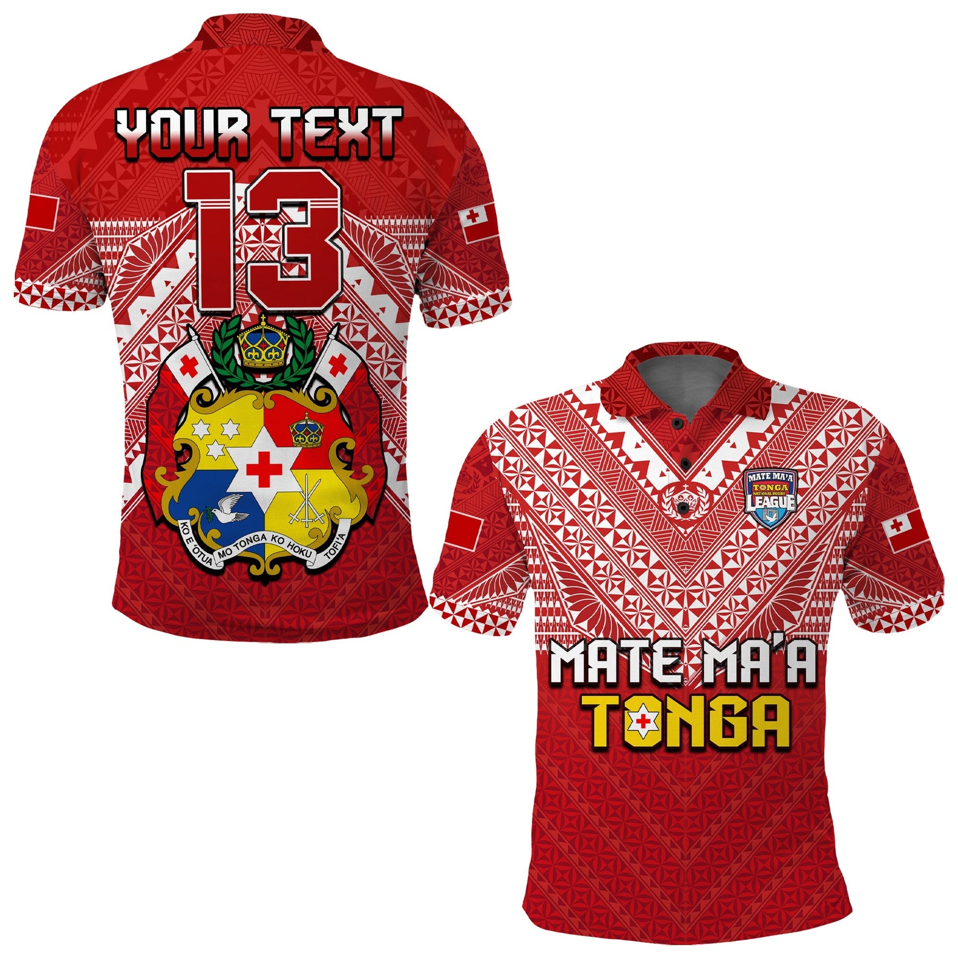 Custom Text and Number Tonga Rugby MMT Polo Shirt Ngatu Mate Maa Tonga Special