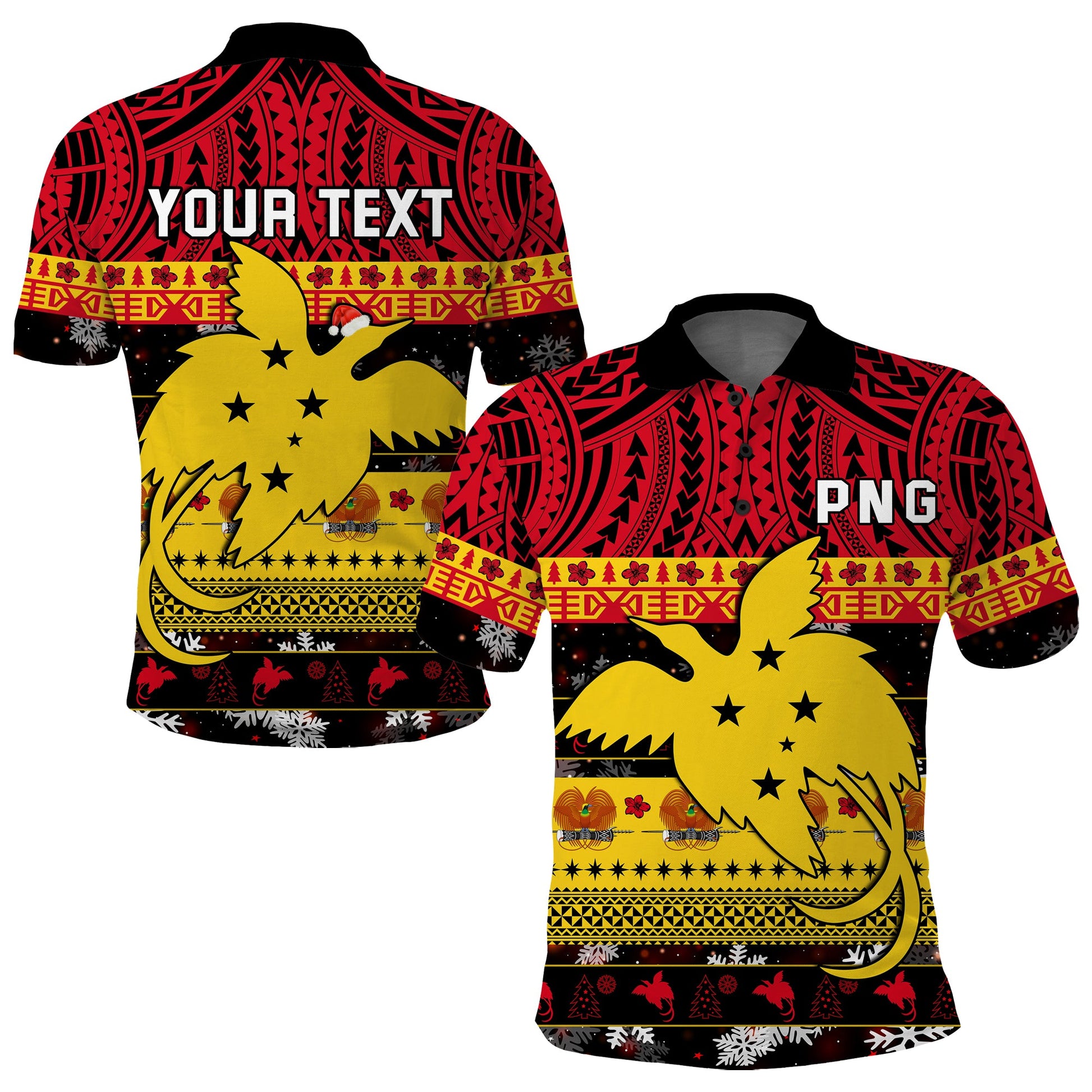 Custom Personalised Papua New Guinea Christmas Polo Shirt Raggiana Loved