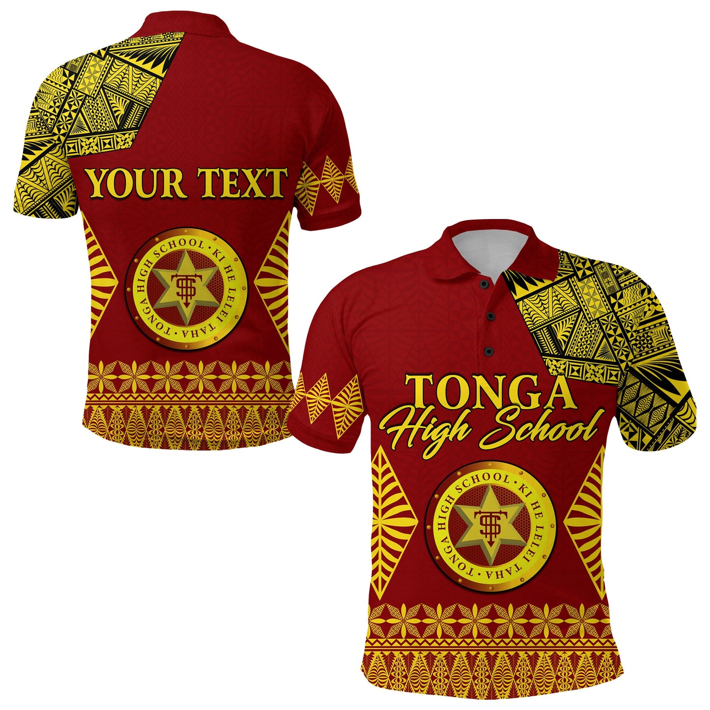 Custom Personalised Tonga High School Polo Shirt Tongan Ngatu