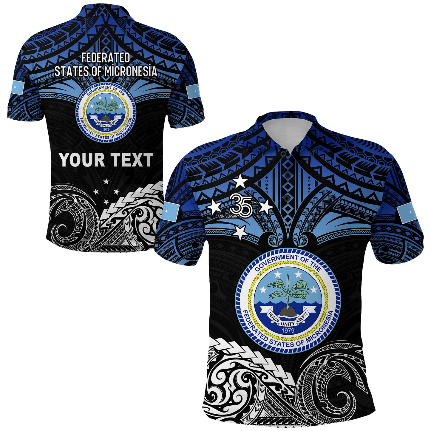 Custom Personalised Federated States of Micronesia Polo Shirt Happy FSM 35th Independence Anniversary