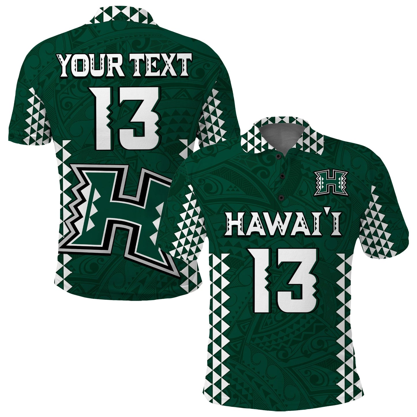 Custom Text and Number Hawaii Football Polo Shirt Kakau Warrior Be Stronger
