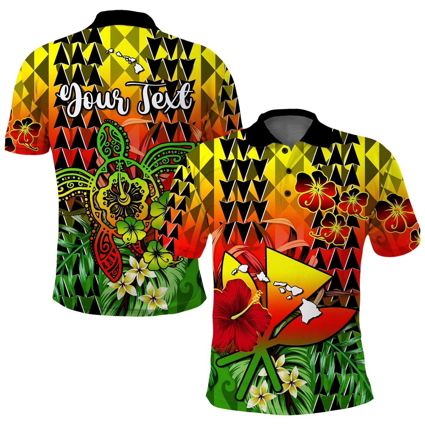 Custom Personalised Hawaii Flowers Polo Shirt Color Tribal Pattern Hawaiian