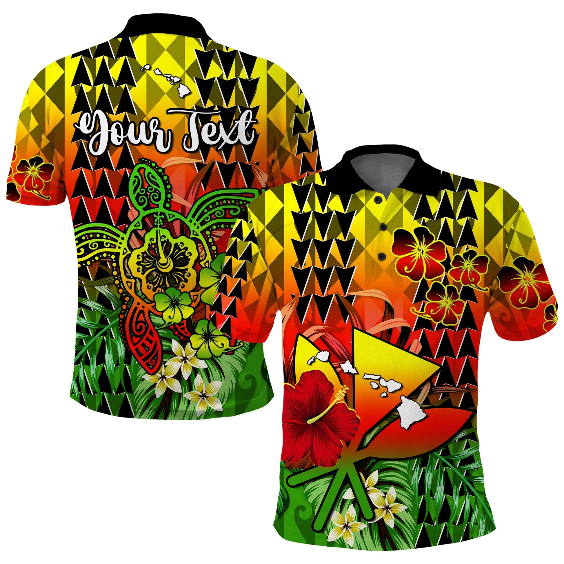 Custom Personalised Hawaii Flowers Polo Shirt Color Tribal Pattern Hawaiian