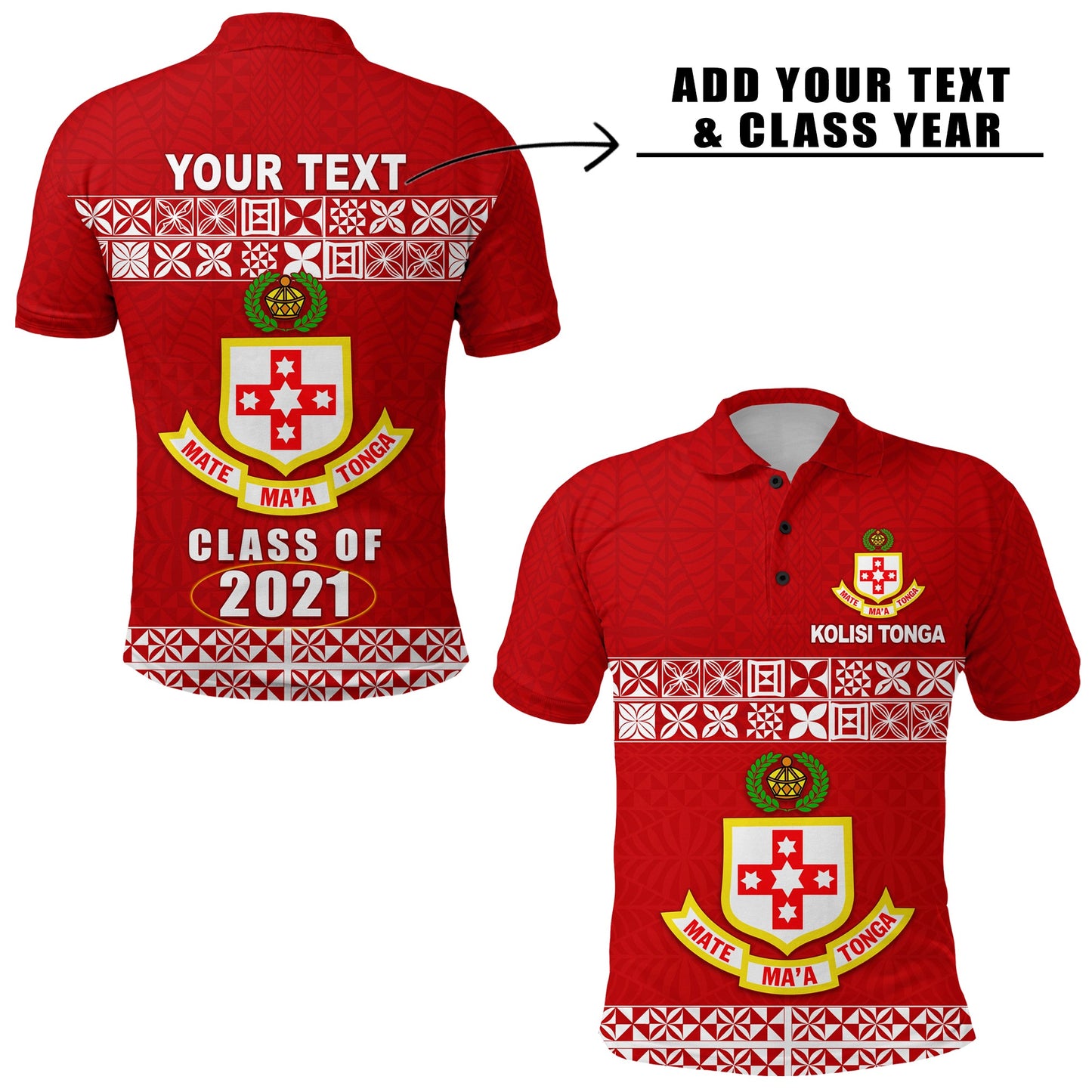 Custom Personalised Kolisi Tonga Polo Shirt - Class Year and Your Text