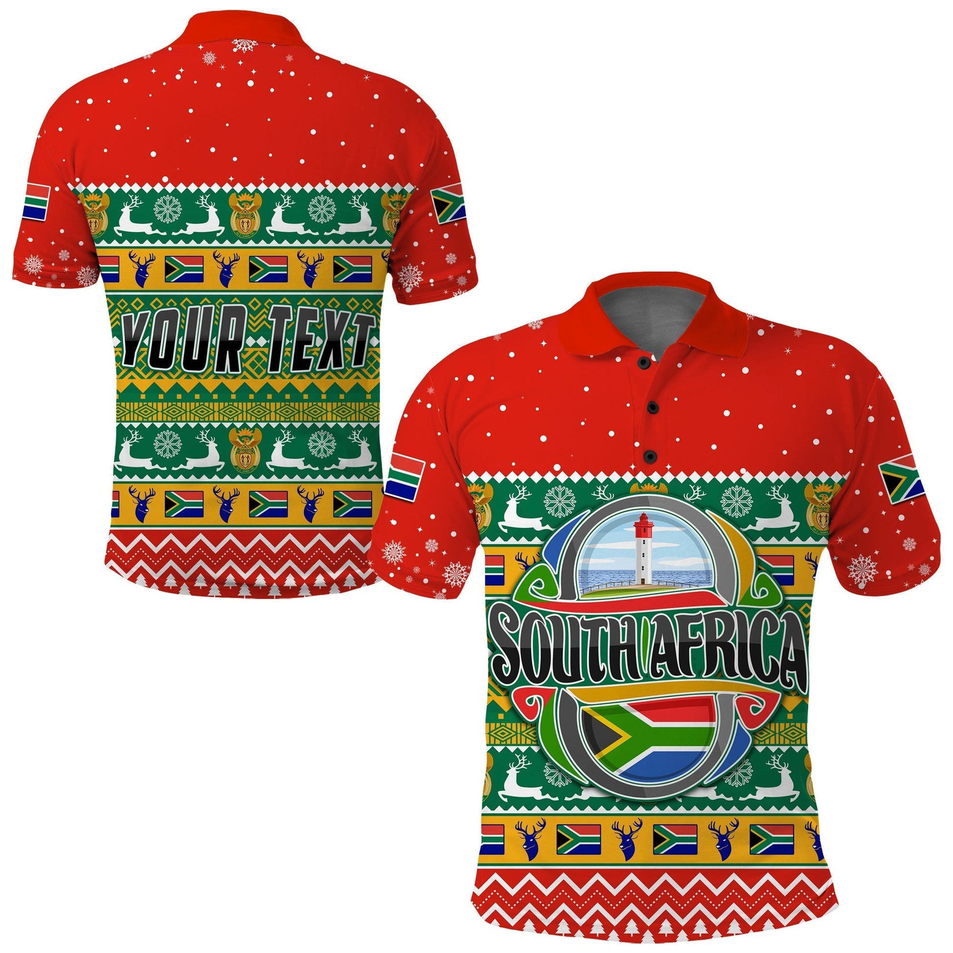 Custom South Africa Polo Shirt Christmas African Springbok