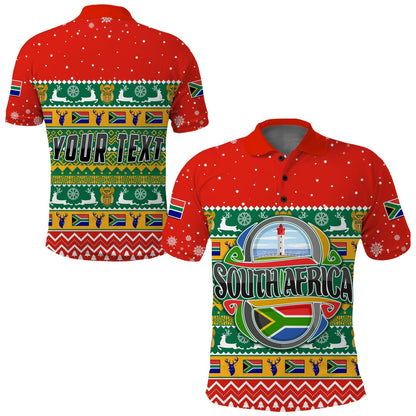 Custom South Africa Polo Shirt Christmas African Springbok