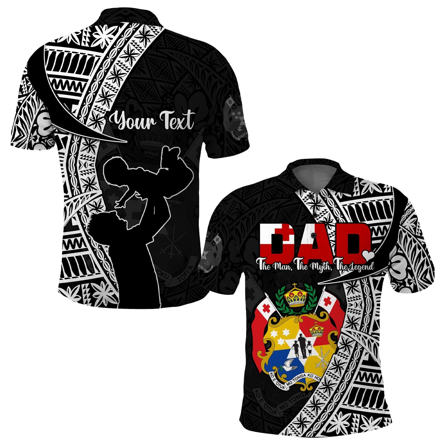 Custom Personalised Tonga Polo Shirt Happy Tongan Fathers Day