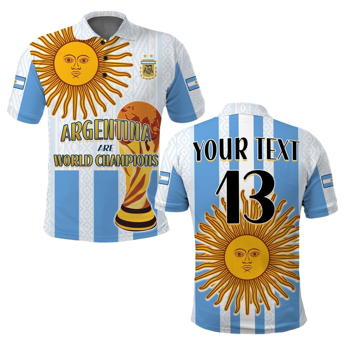 (Custom Text and Number) Argentina Football Polo Shirt World Champions 2022 Dream Come True