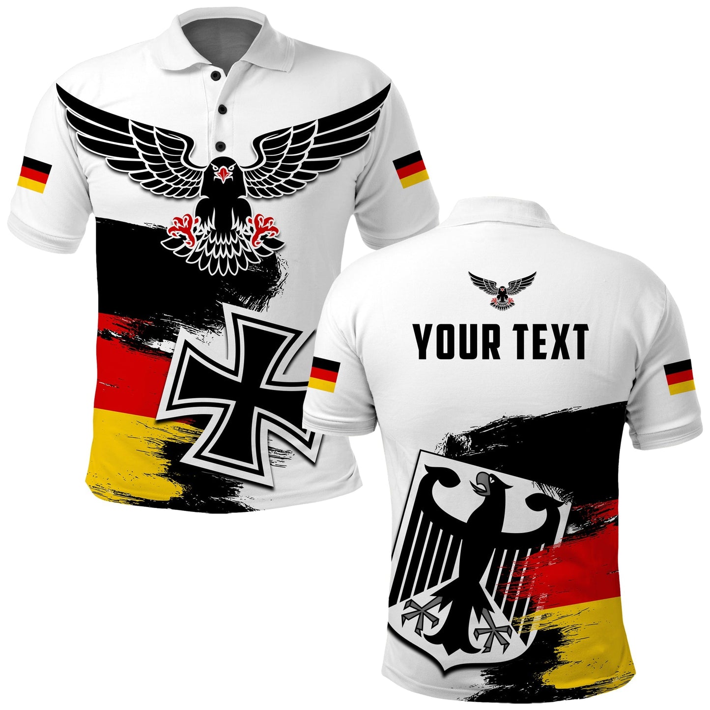 Custom Germany Polo Shirt Grunge Deutschland Flag and Eagle