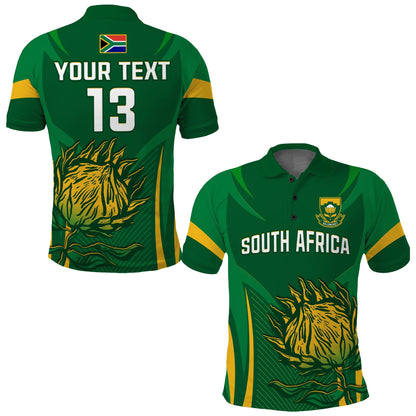 (Custom Text and Number) South Africa Cricket Polo Shirt Proteas Champion