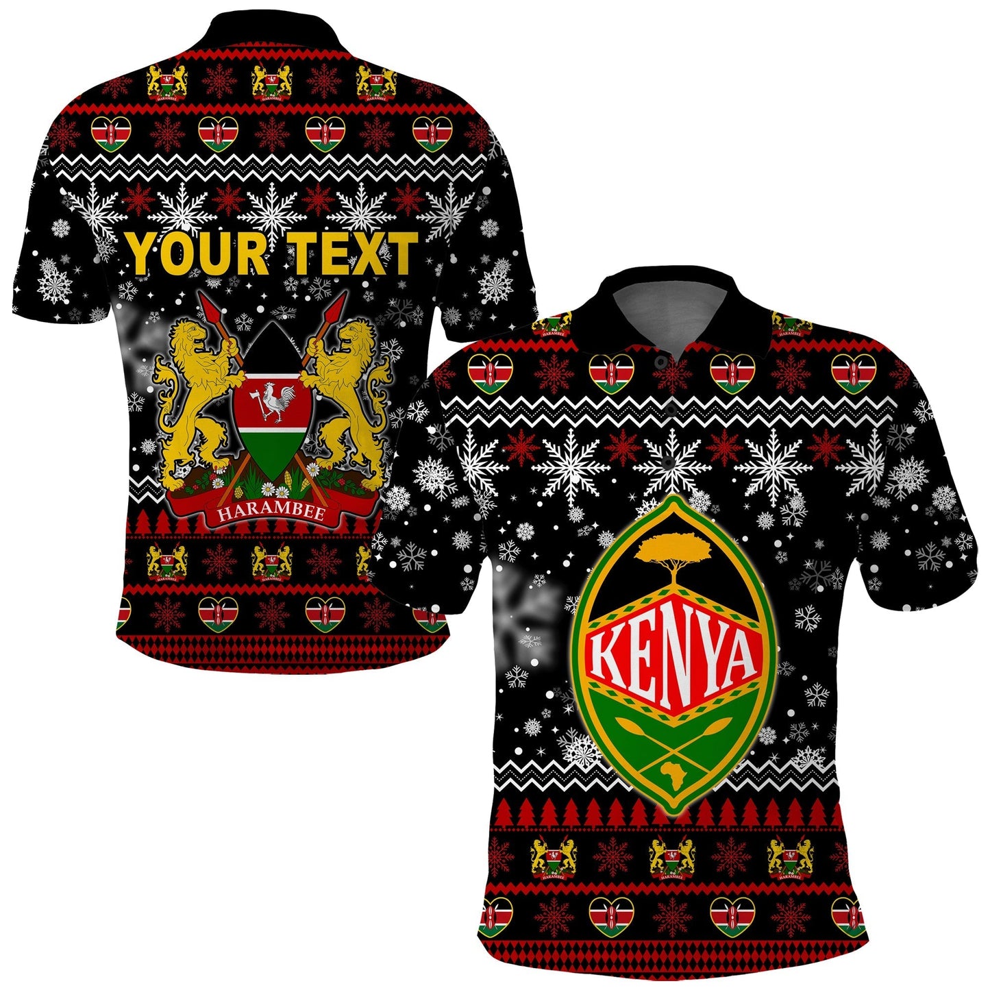 Custom Kenya Polo Shirt Christmas Shield Mix African Pattern
