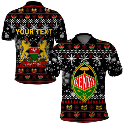 Custom Kenya Polo Shirt Christmas Shield Mix African Pattern