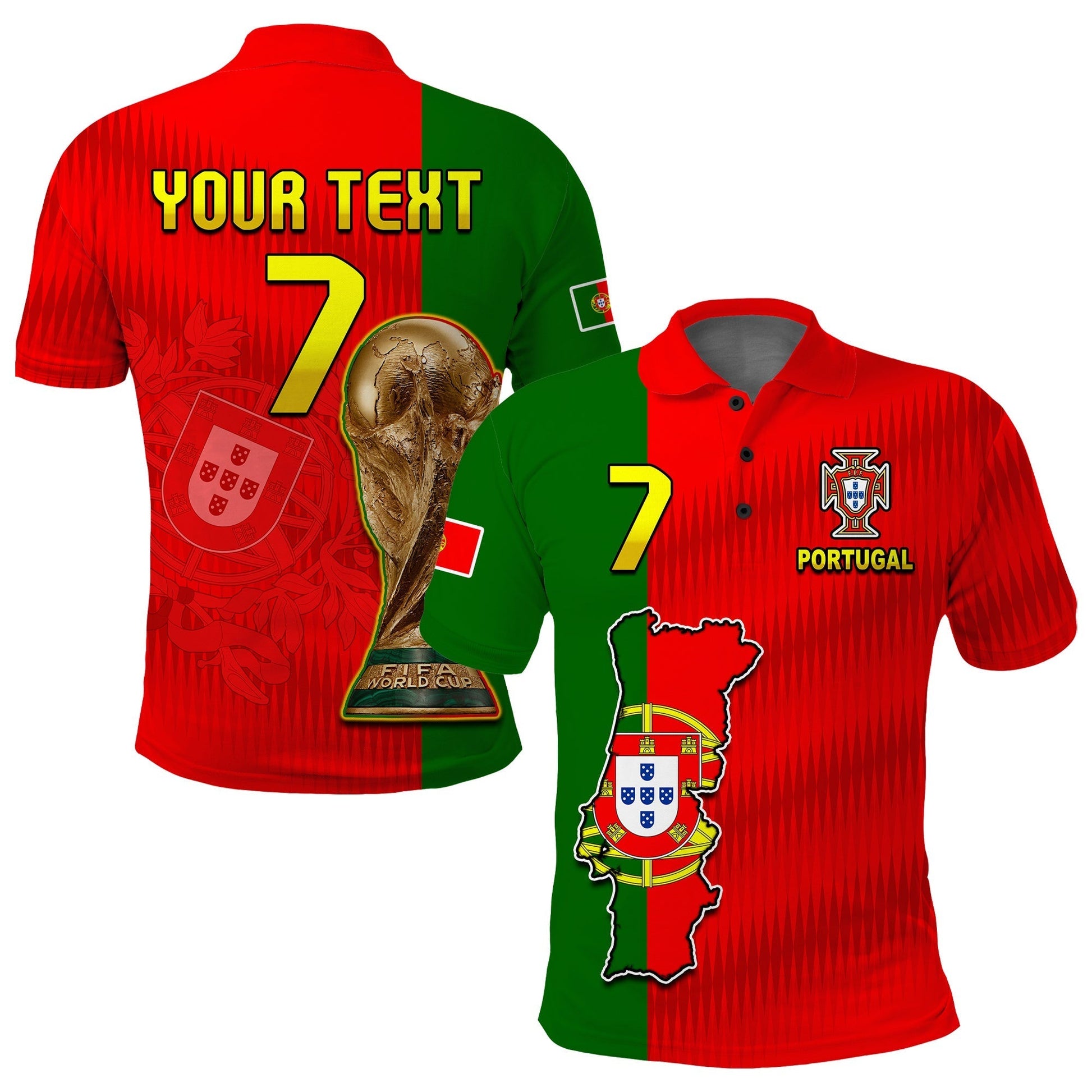 (Custom Text and Number) Portugal Polo Shirt Football 2022 Style Flag Portuguese Champions