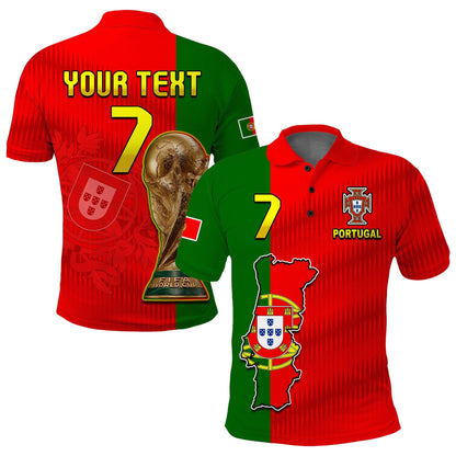 (Custom Text and Number) Portugal Polo Shirt Football 2022 Style Flag Portuguese Champions