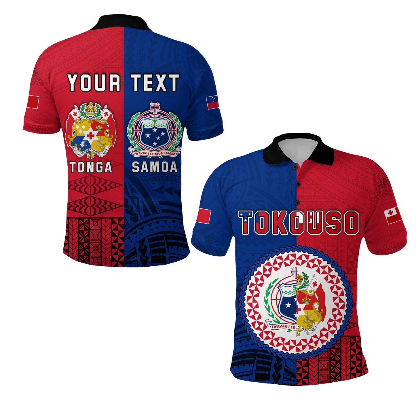 Custom Personalised TokoUso Polo Shirt Tonga and Samoa Together