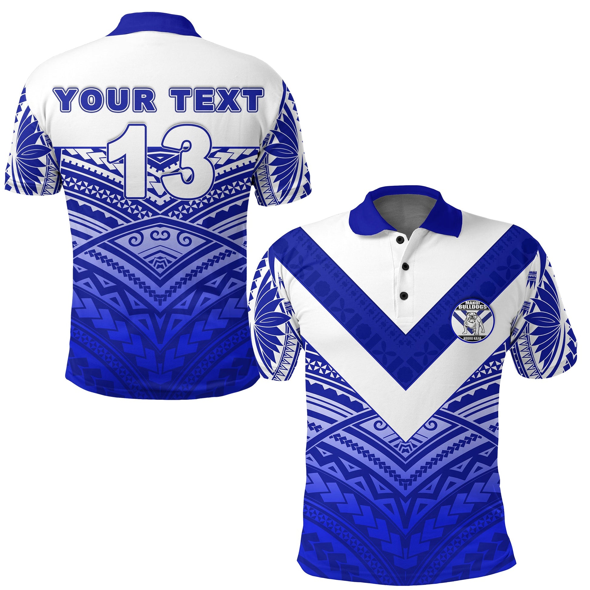 Custom Personalised Makoi Bulldogs Polo Shirt Forever Fiji Rugby - Version Fresh 03 - Custom Text and Number