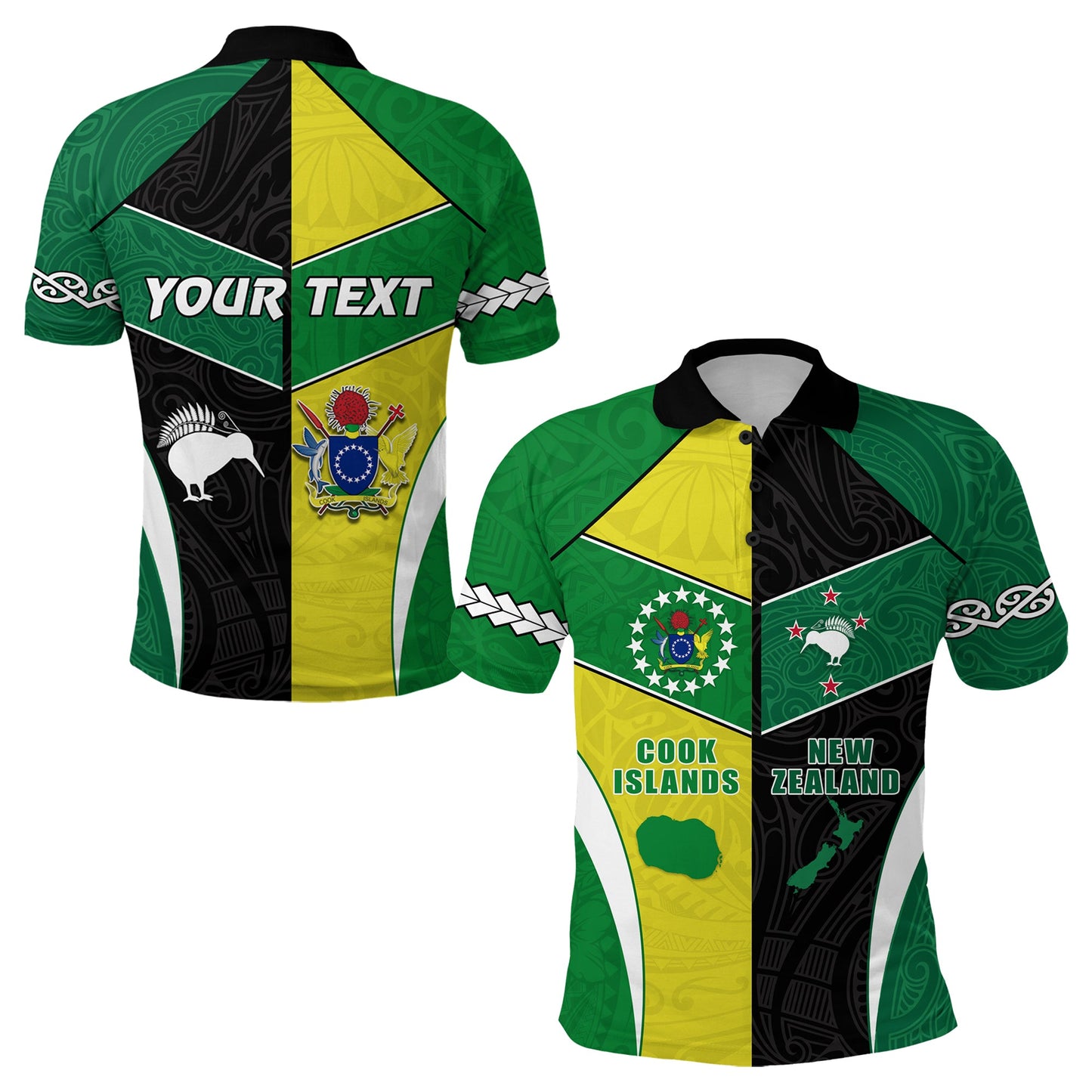 Custom Personalised Cook Islands and New Zealand Polo Shirt Polynesian mix Maori