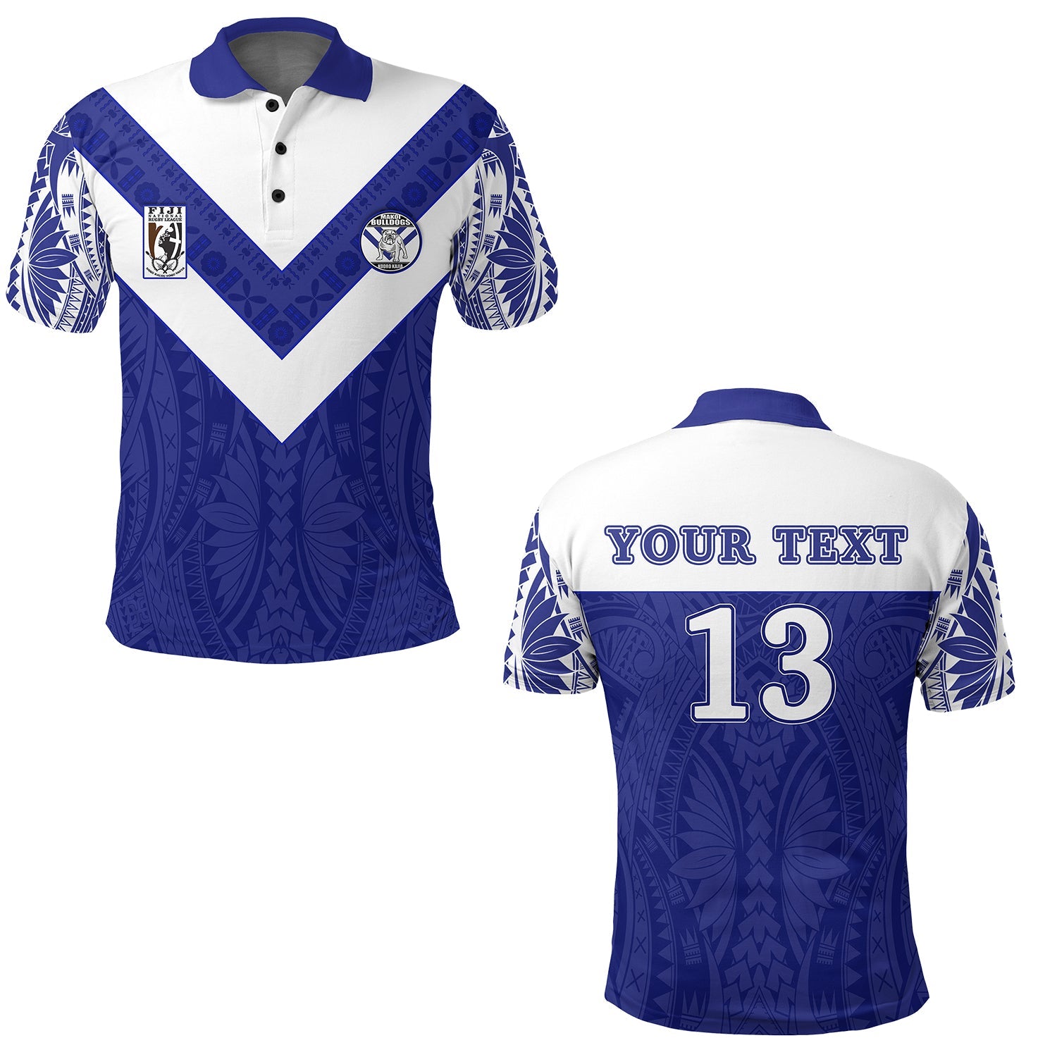 Custom Personalised Makoi Bulldogs Polo Shirt Forever Fiji Rugby - Custom Text and Number