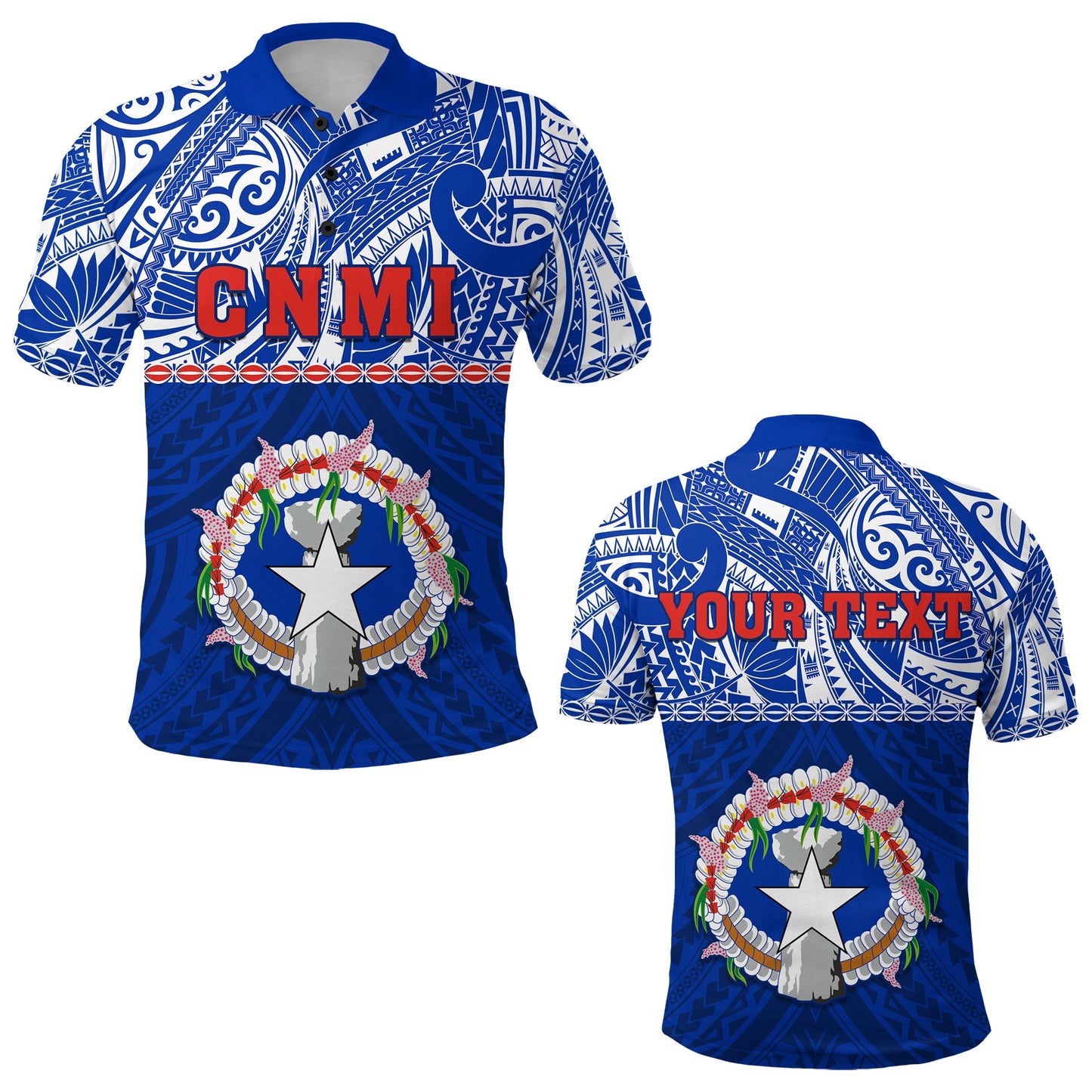 Custom Personalised Northern Mariana Islands Polo Shirt - Polynesian CNMI Coat of Arms