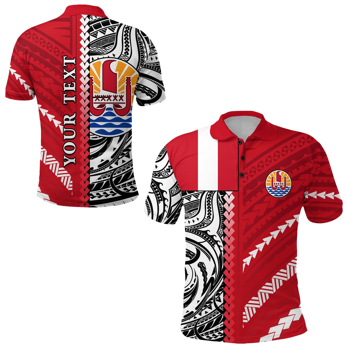 Custom Personalised Tahiti Unique Polo Shirt Polynesia Pattern