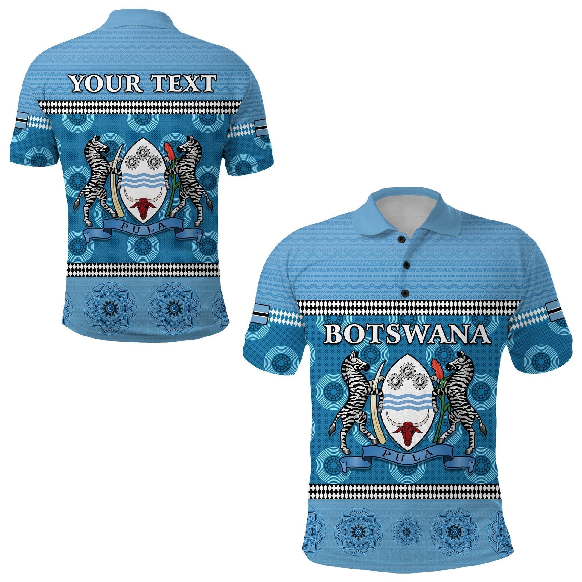 Custom Botswana Polo Shirt Independence Anniversary Flag and Pattern