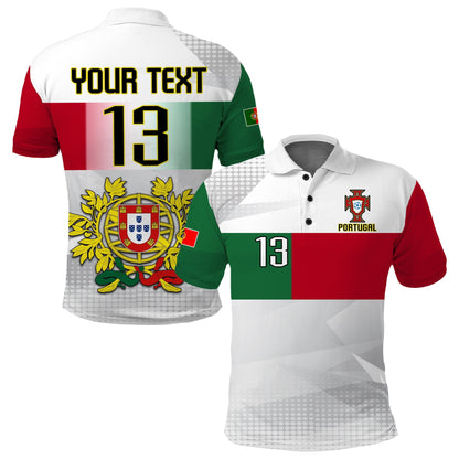 (Custom Text and Number) Portugal Football Polo Shirt Campeao Football 2022 White Sporty