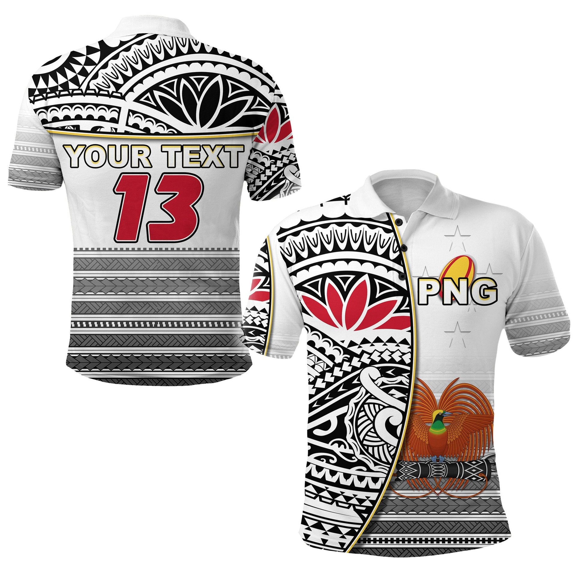 Custom Personalised Papua New Guinea Rugby Polo Shirt - PNG Impressive - Custom Text and Number