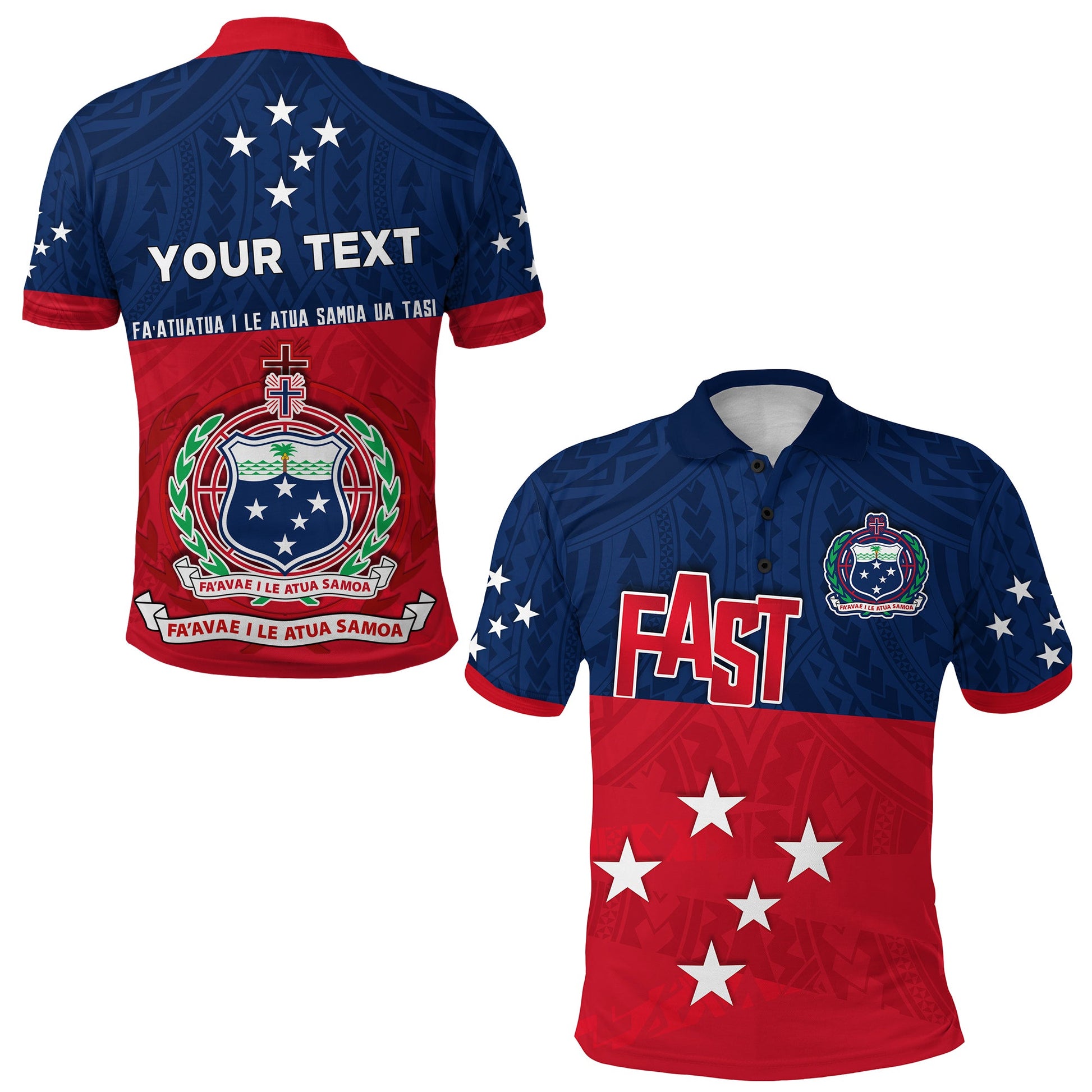 Custom Personalised F.A.S.T Samoa Polo Shirt Polynesian Enthusiasm