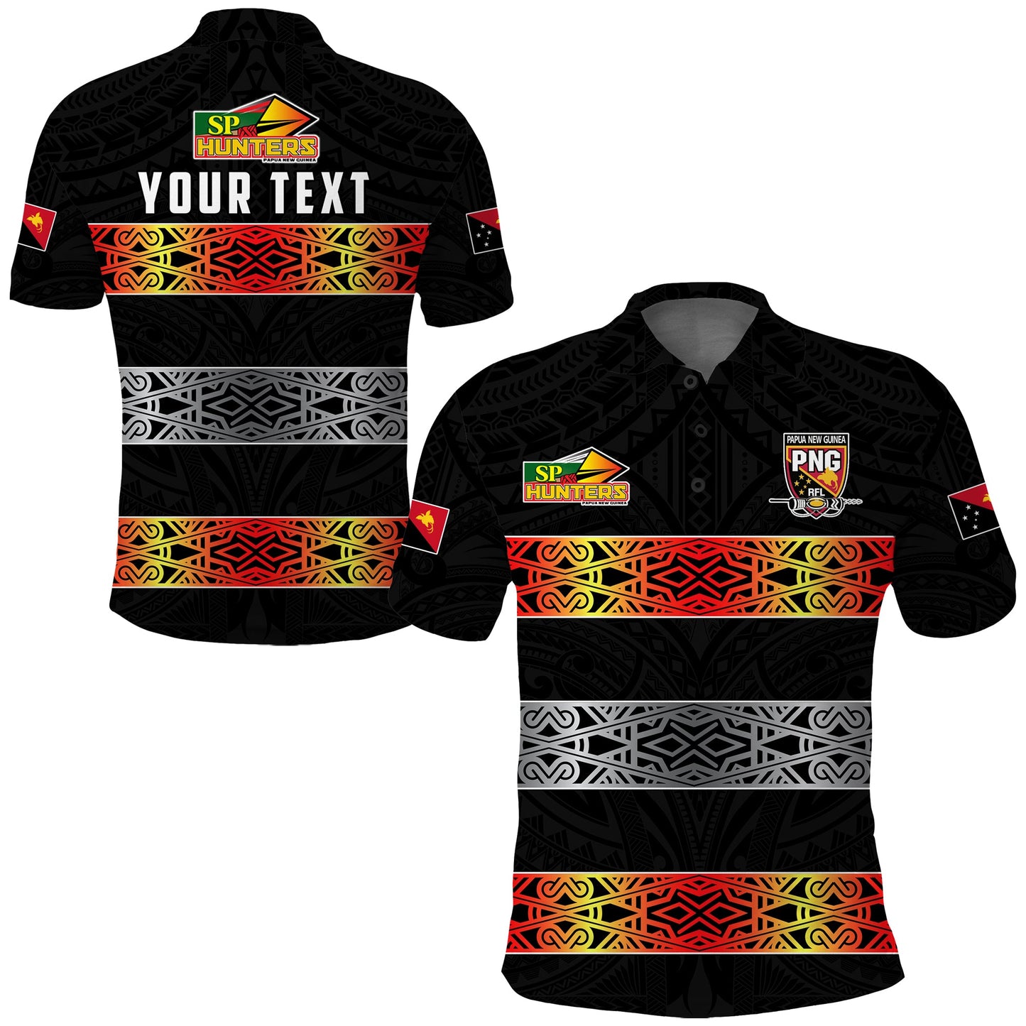 Custom Personalised The Hunters PNG Polo Shirt Papua New Guinea Hunters Rugby