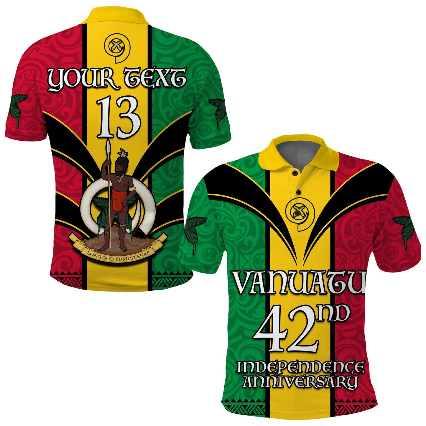 Custom Text and Number Vanuatu 1980 Polo Shirt Vanuatuan Independence Day